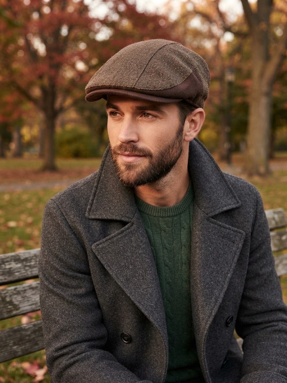 Nathaniel Cole Crown Cap Tweed Flat Cap Brown Dark Academia Fall Vibe L Unisex